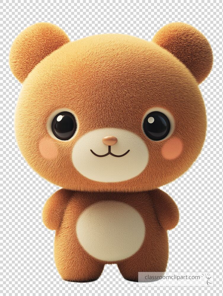 A charming little bear stuffed toy stands upright showcasing soft fur and playful features Its big eyes and cheerful smile evoke warmth and happiness making it an adorable companion