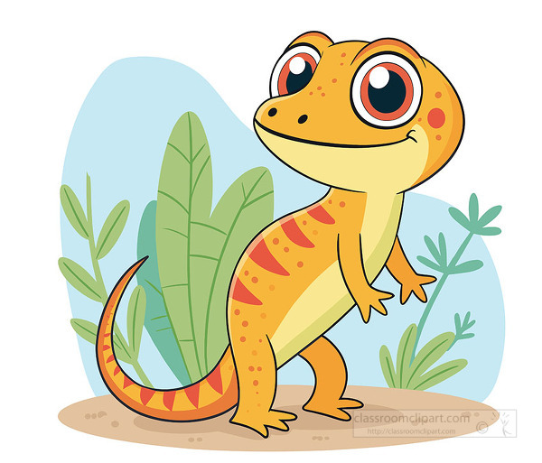 bright orange gecko with large eyes in natural surroundings