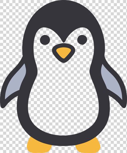 Simple clipart of a penguin with a friendly face and colors