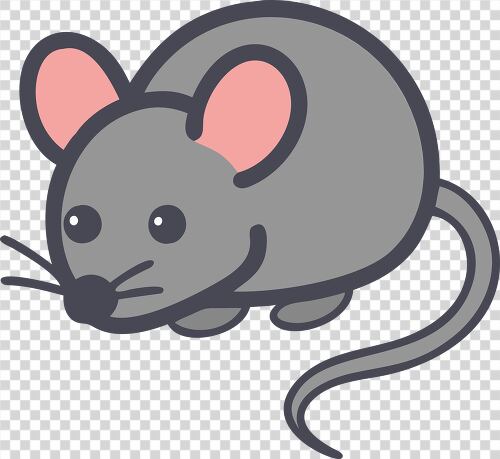 Grey mouse with pink ears designed in a friendly style