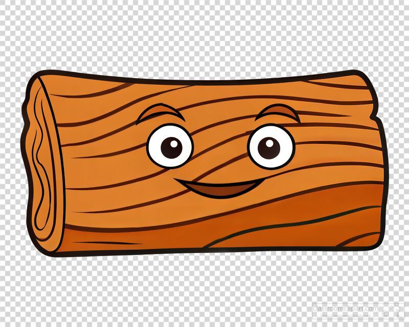 Cute Wooden Log With Cheerful Facial Expression