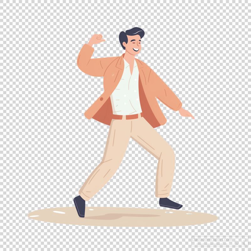 Dancing Man in a Playful Flat Cartoon Style