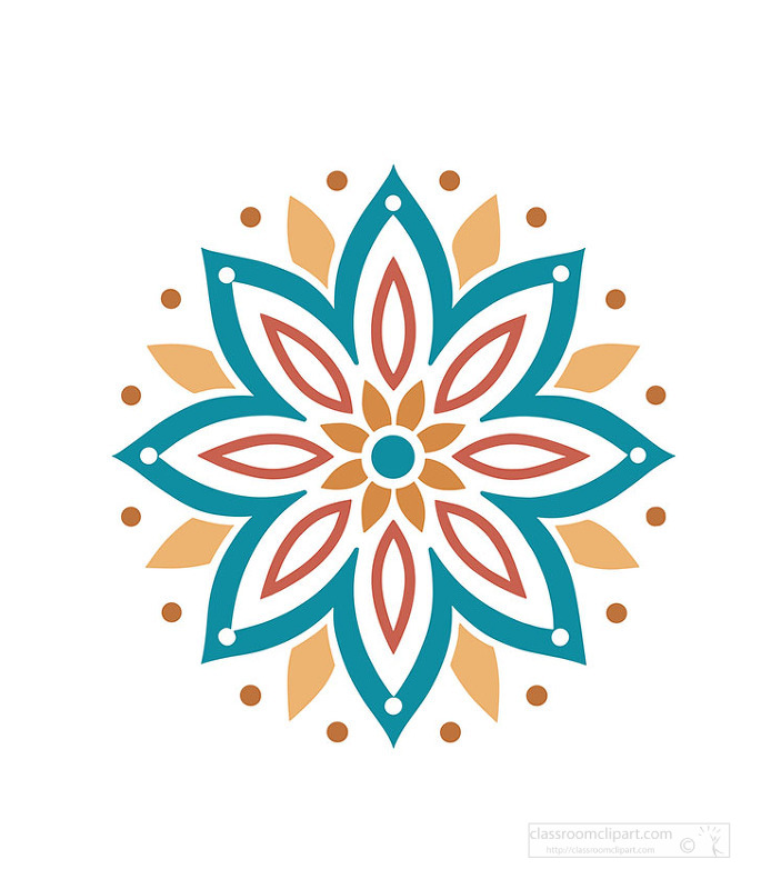 Ornamental mandala flower design with layered petals and geometric symmetry