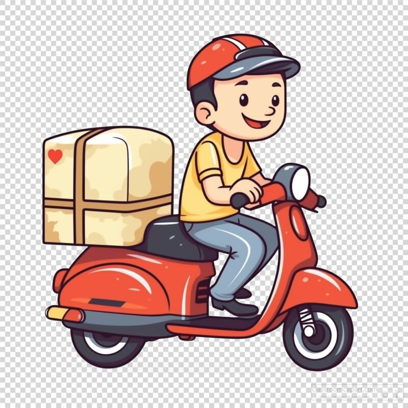 Delivery Driver Riding Scooter With Packages