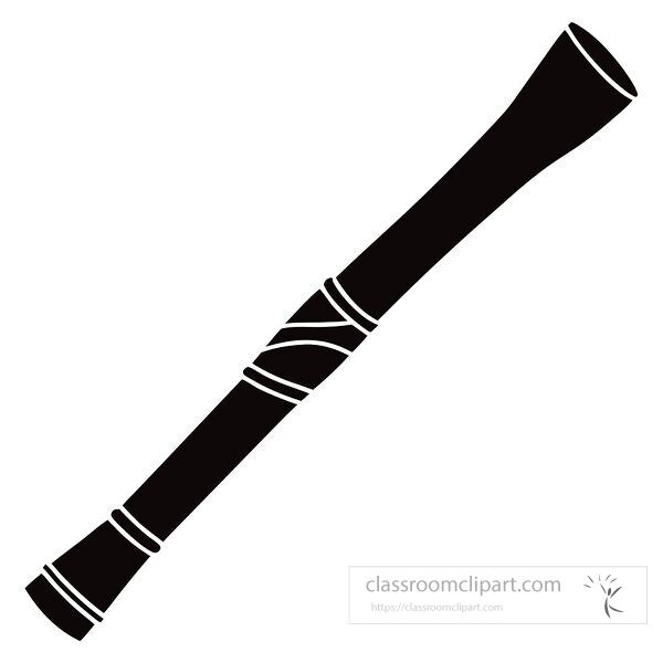  Black silhouette highlighting a didgeridoo on a white background