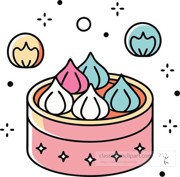 dim sum Whimsy Pastel Doodle clip art