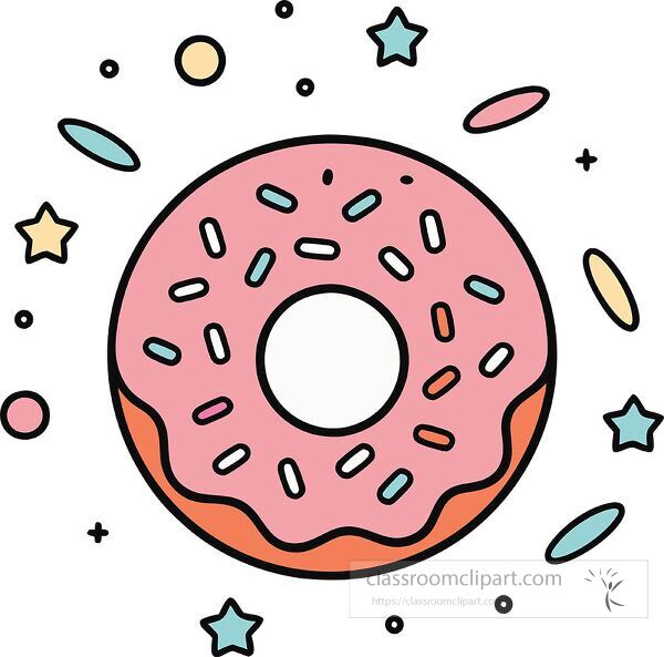 donut with sprinkles Whimsy Pastel Doodle clip art