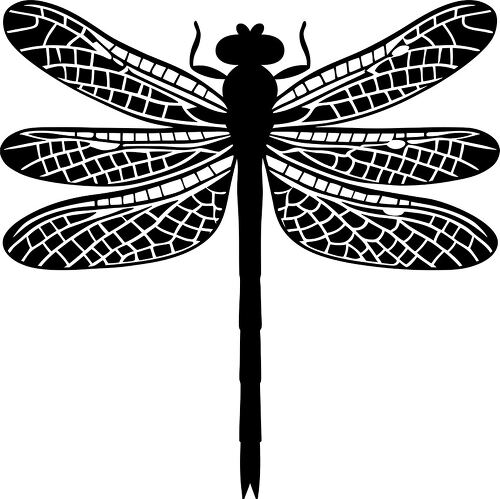  black outline silhouette of a dragonfly