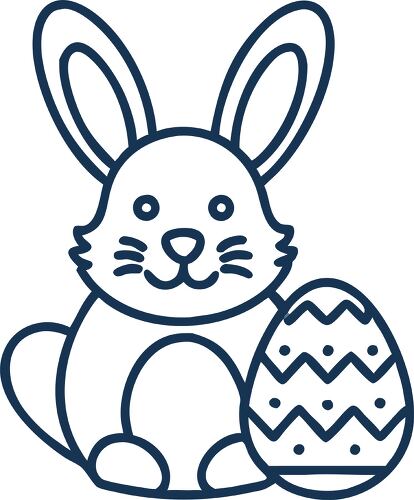 Easter bunny line drawing with egg