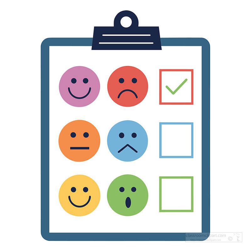 Emotional check in board with mood faces and checked boxes for classroom mental health tracking