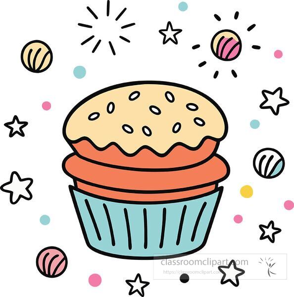 english muffin Whimsy Pastel Doodle clip art