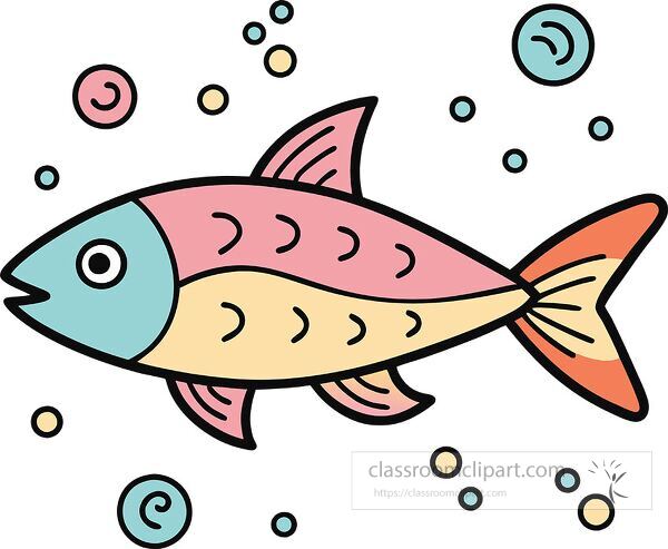 fish Pastel Doodle clip art