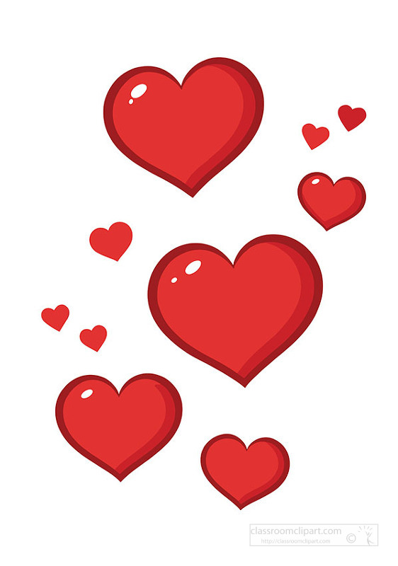 Glossy red hearts floating in air for romantic and valentines designs