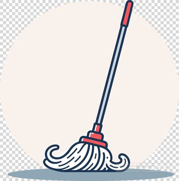 illustration of a floor mop with a long red handle and white mop strands