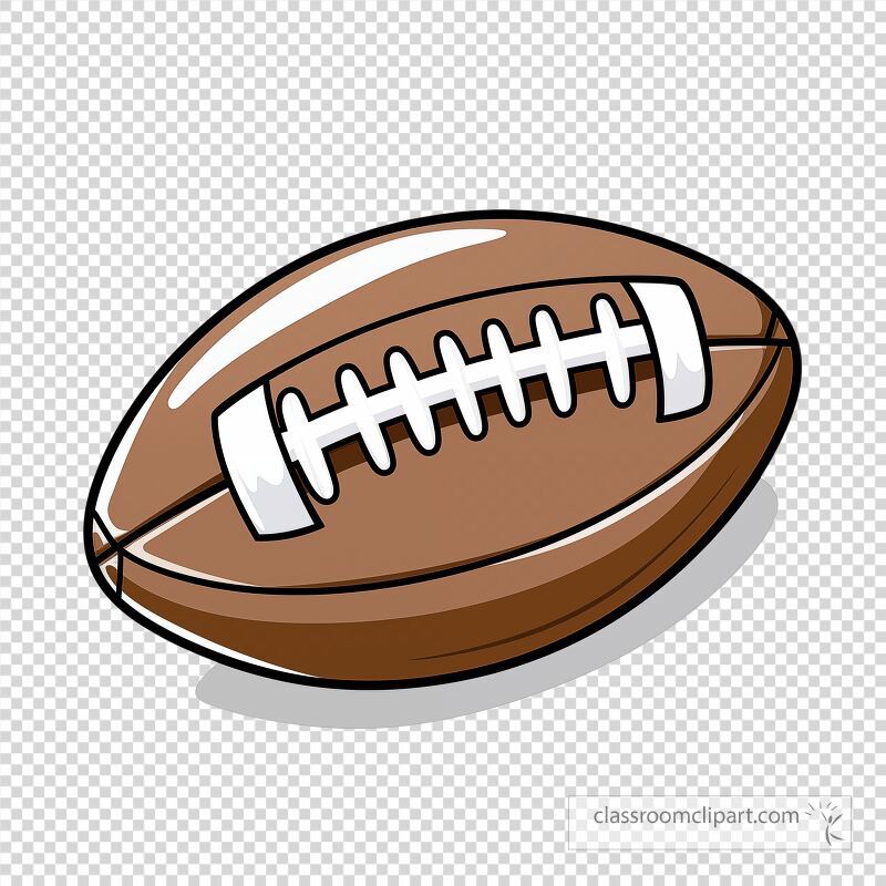 This cartoon features a football design with vibrant colors and glossy textures The football is depicted with laces and a smooth surface ideal for creative projects or sports themes