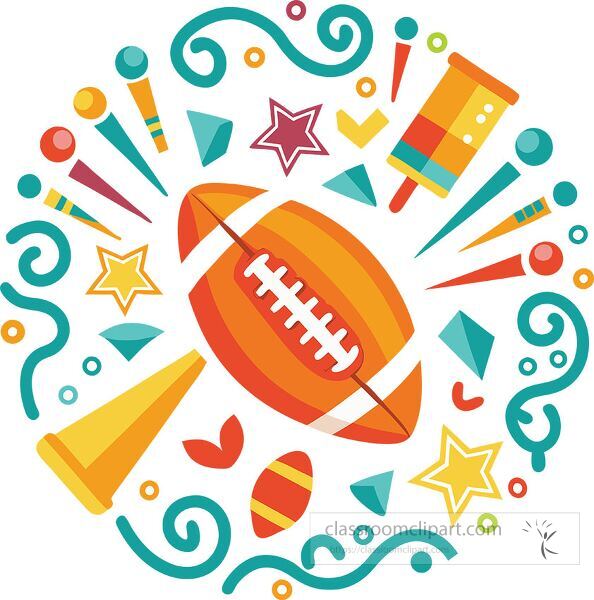 Minimalist clip art shows a fun American football design Clip Art