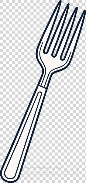 Minimal flat vector illustration of a metal fork drawn in simple style on a plain background