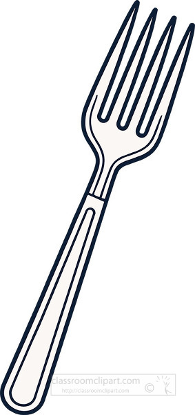 Minimal flat vector illustration of a metal fork drawn in simple style on a plain background