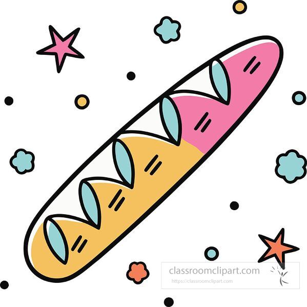 french baguette Whimsy Pastel Doodle clip art