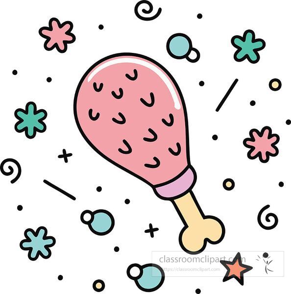 fried chicken Whimsy Pastel Doodle clip art