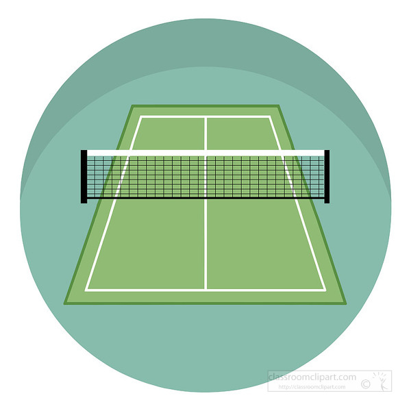 front facing tennis court featuring a green playing surface and central net