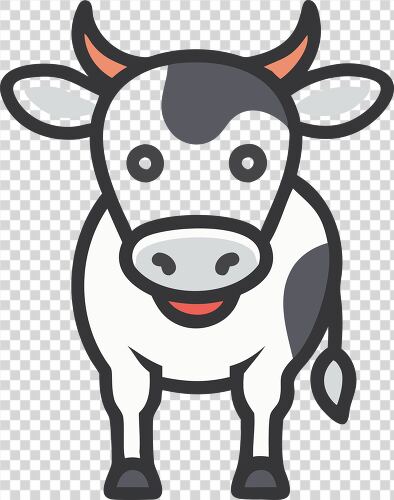 Fun cheerful cartoon cow standing with a joyful look