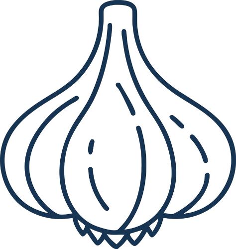 This design features a simple outline of a garlic bulb.