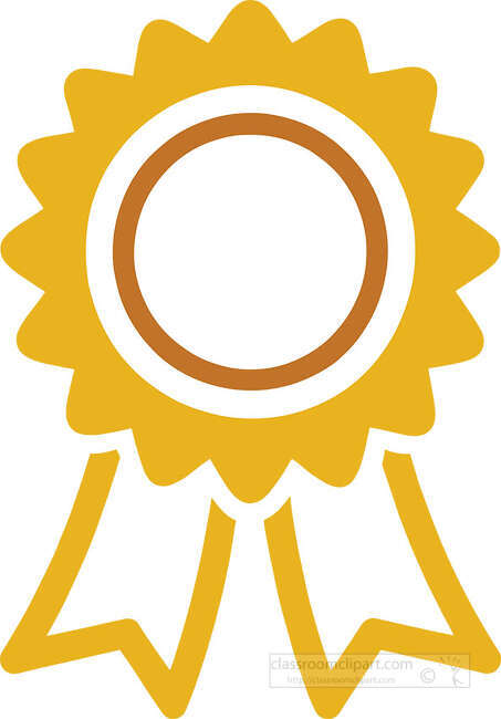 Gold outline award ribbon badge with a blank center for certificates school rewards and recognition theme