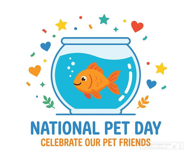 Cute goldfish swimming in bowl celebrating love for pet fish