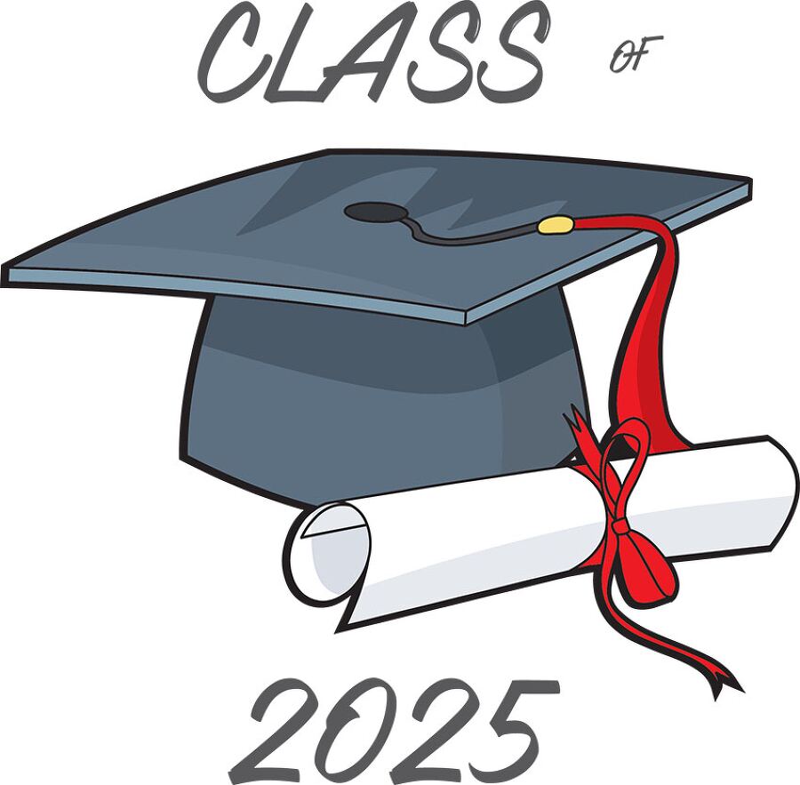 graduate class of 2025 cap diploma clipart