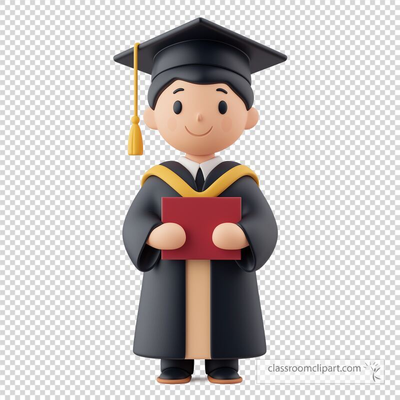 A graduating student dressed in a graduation gown holds a diploma proudly while wearing a graduation cap with a tassel This moment captures the joy of accomplishment