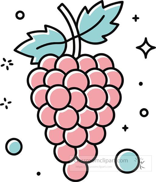 grapes Whimsy Pastel Doodle clip art