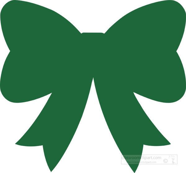 bright green Christmas bow with smooth ribbon ends on a white background
