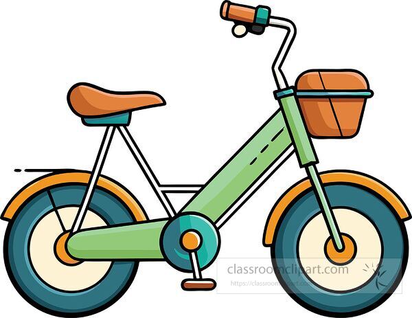 This green electric bike features a handy basket ideal for trips.