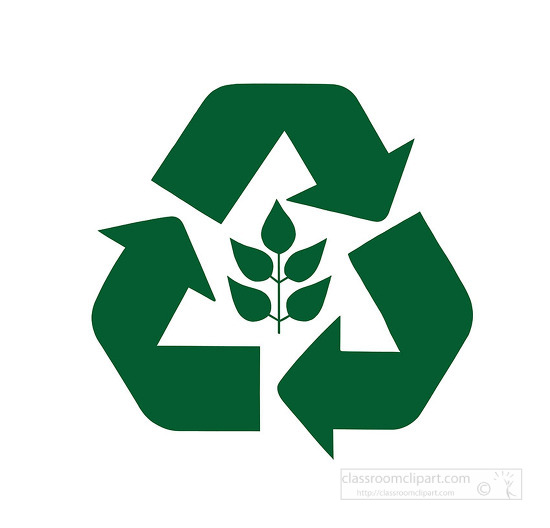 Simple green recycling symbol with a leaf plant center for sustainability icons eco labels and environmental awareness materials
