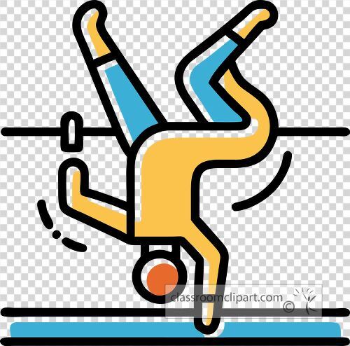 gymnast performing flip bold lines flat design icon