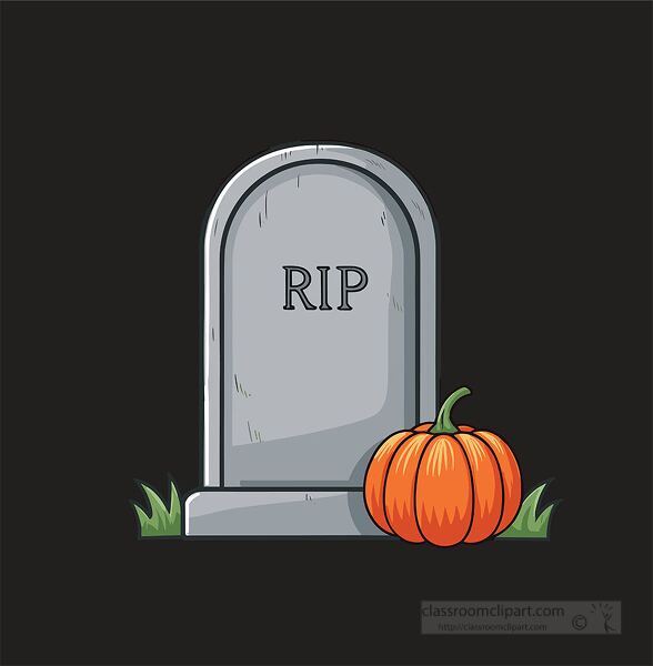 Spooky tombstone illustration with RIP letters and pumpkin perfect for Halloween posters decorations haunted house graphics and party designs