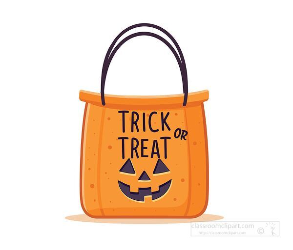 Fun Clipart of an empty Halloween trick or treat bag with a pumpkin face perfect for party decorations and invitations