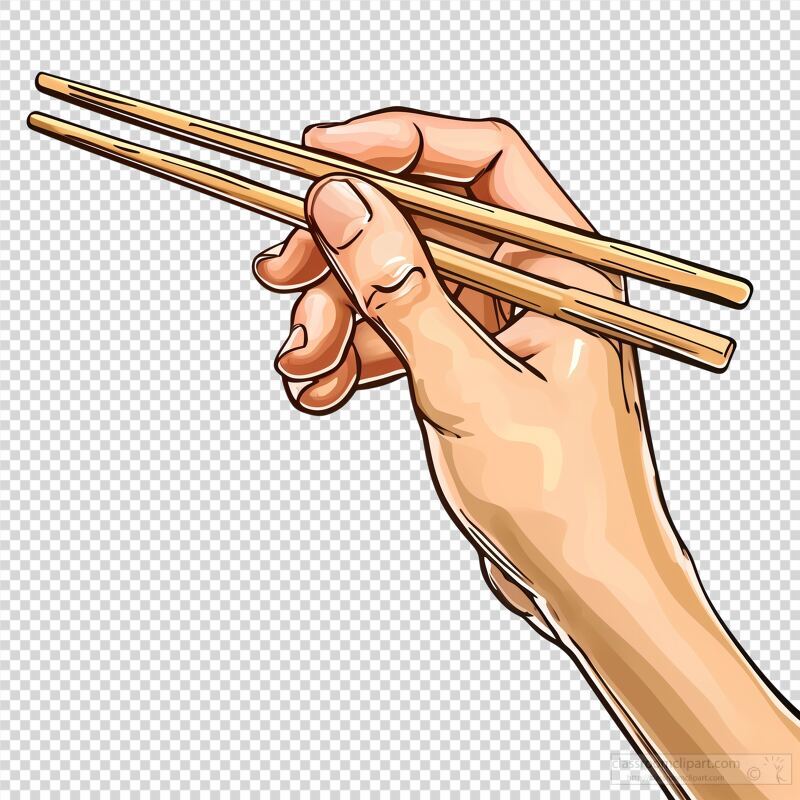 Hand Holding a Pair of Chopsticks for Meal Preparation