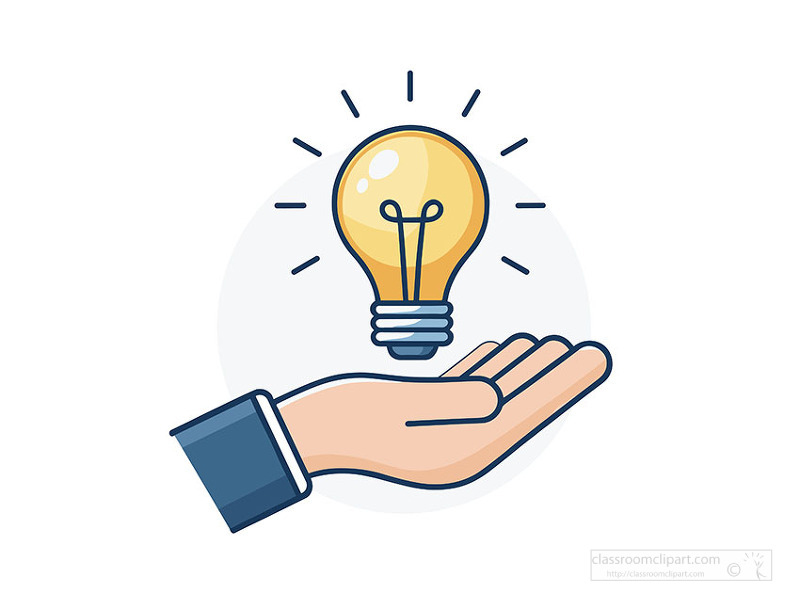 Creative hand holding bright light bulb representing inspiration and innovation