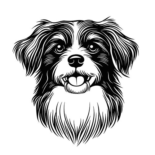 Illustration of a joyful Border Collie dog face with detailed fur