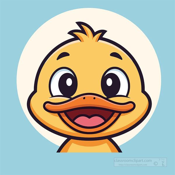 right and happy duck face illustration showing a cheerful beak and big expressive eyes