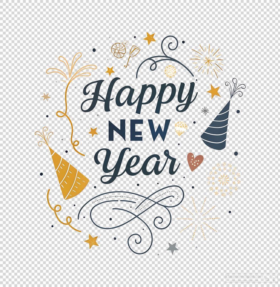 Happy New Year Typography Design for Celebration Events