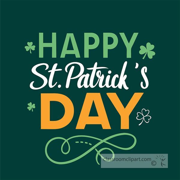 A vibrant design conveys good wishes for St Patricks Day with playful lettering