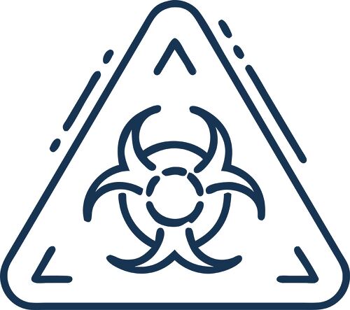 A hazard sign icon representing the presence of dangerous substances is displayed prominently.