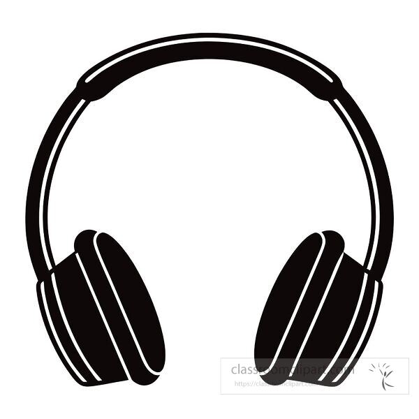 Minimalist outline of headphones displayed on a white surface