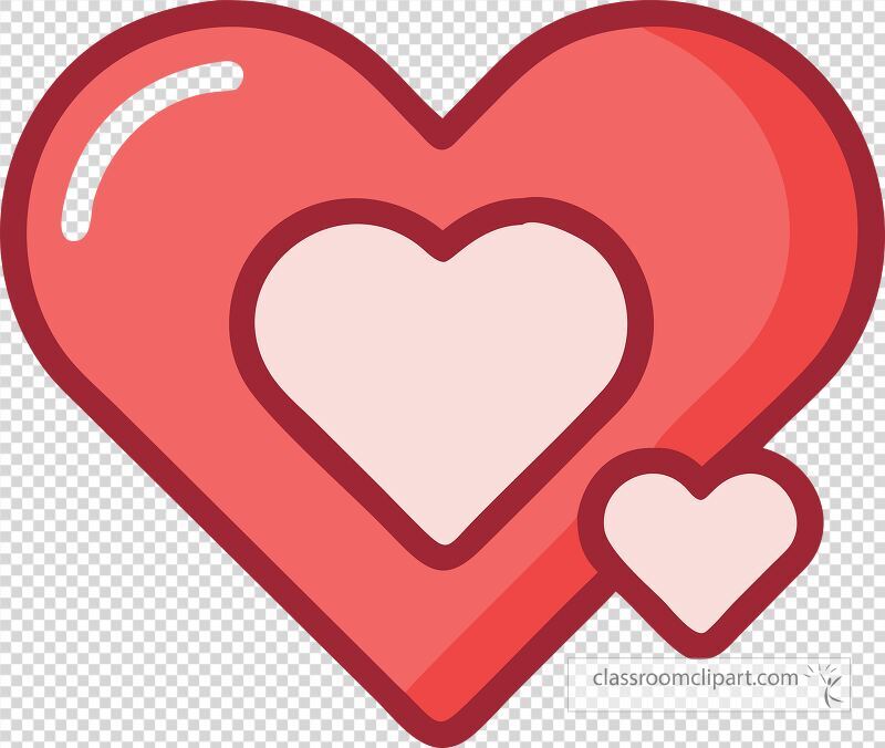 A vibrant heart icon featuring two overlapping hearts in shades of red and pink. Perfect for expressing love and affection during Valentines Day festivities.