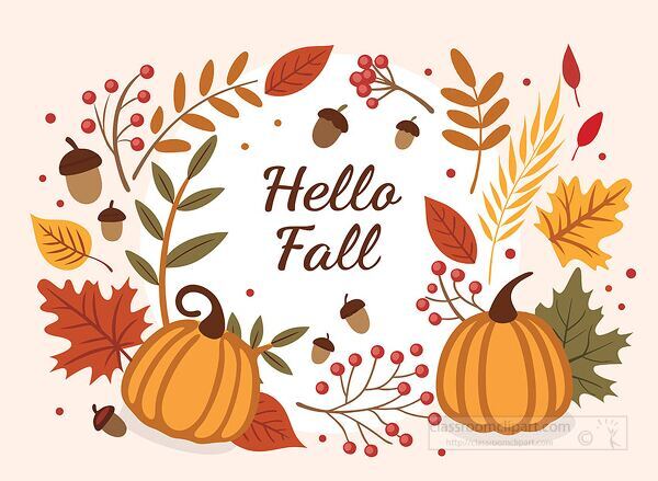 Decorative colorful autumn vector illustration with pumpkins fall folliage