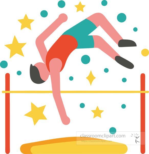 High jumper soaring over a star filled bar Clip Art