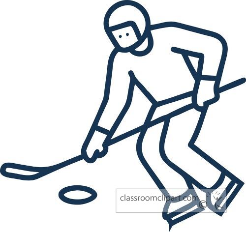 Outline of an ice hockey player skillfully handling a puck